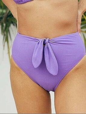Aerie Lavender High-Waist Bikini Bottom with Front Tie